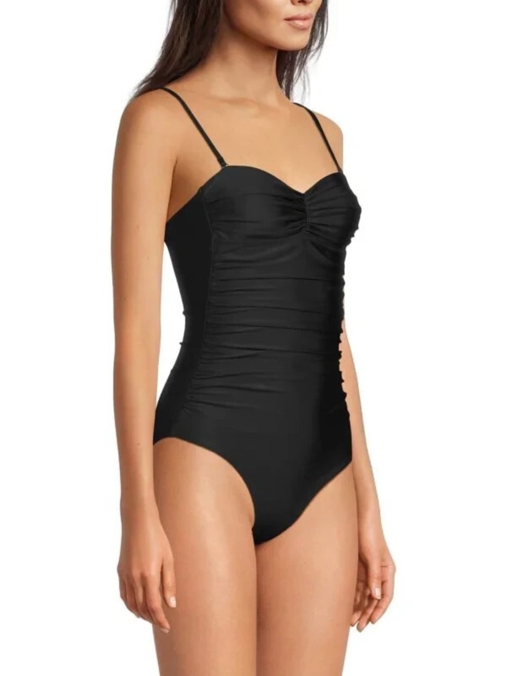GANNI womens Black Ruched Accent One Piece Swimsuit size 38 - 6